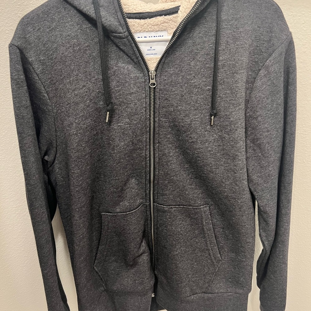 Old Navy Gray Zip-Up Sweater with Ribbed Cuffs